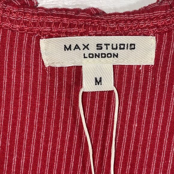 NWT Max Studio Sleeveless Red Tiered Midi Dress Smocked Waist Stretchy Size M - Picture 3 of 10